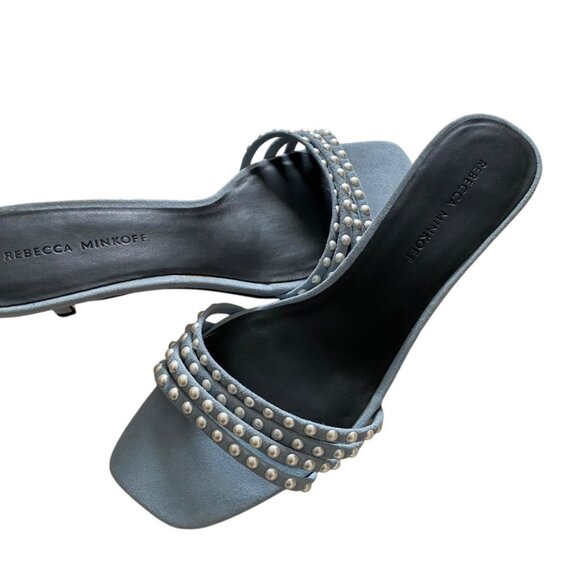 NWOT REBECCA MINKOFF Decklynn Embellished Kitten-heel Mules In Blue 8.5 - Picture 2 of 9